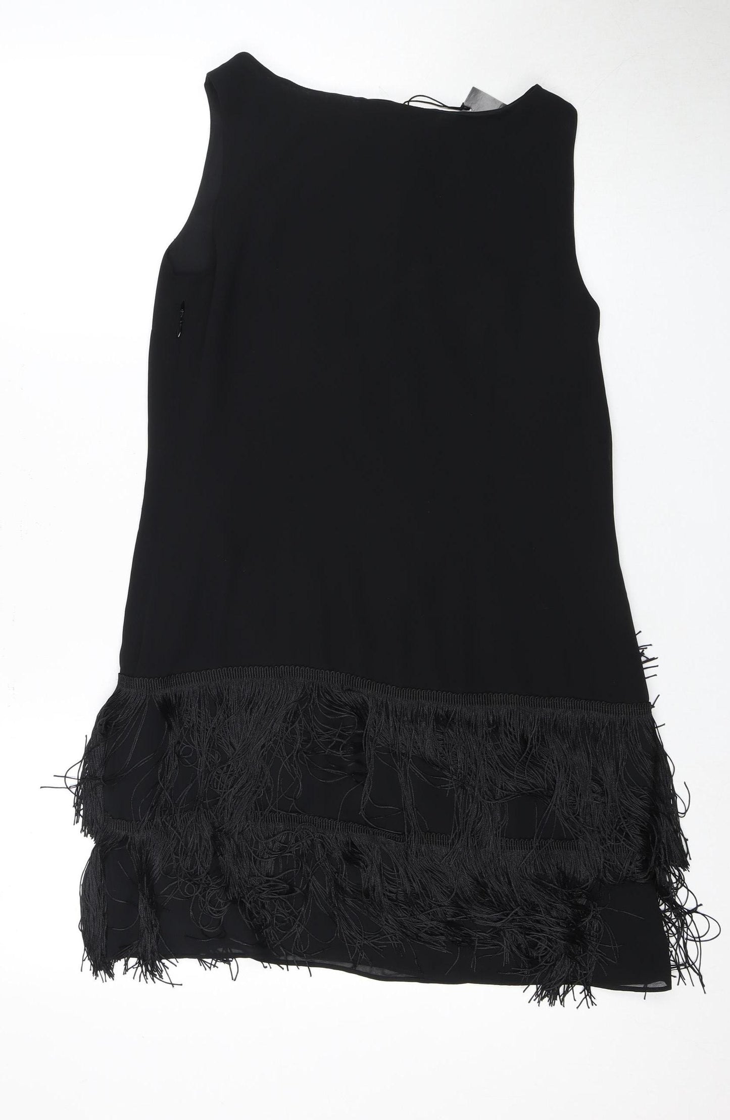 Principles Petite Black Fringe Shift Dress Size 10