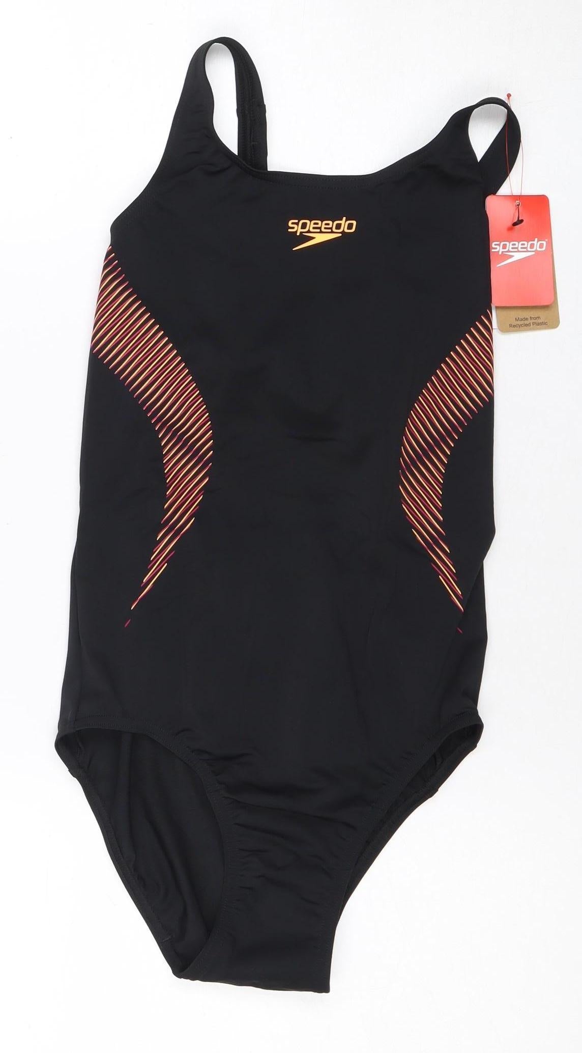 Speedo Women's Black Athletic One Piece Swimsuit Size 12