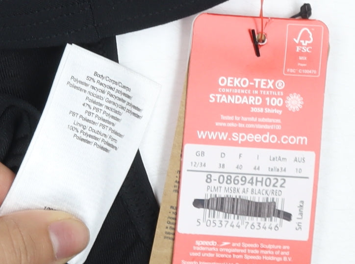 Speedo Women's Black Athletic One Piece Swimsuit Size 12