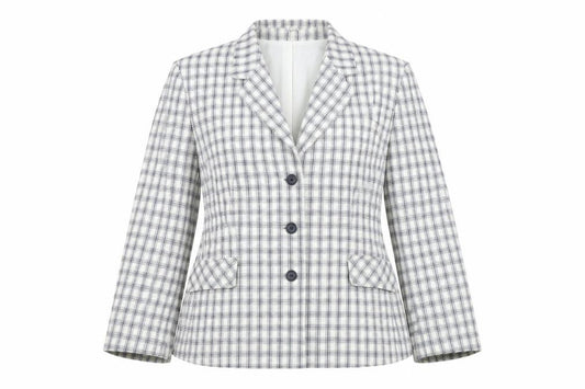 Front view of Pearle Women's Multicoloured Checked Blazer Jacket, size 12