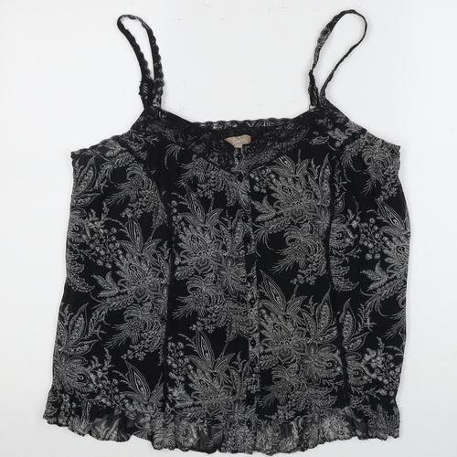 Seam Women's Black Floral Tank Top Size 16