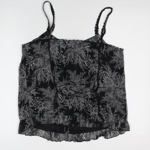 Seam Women's Black Floral Tank Top Size 16