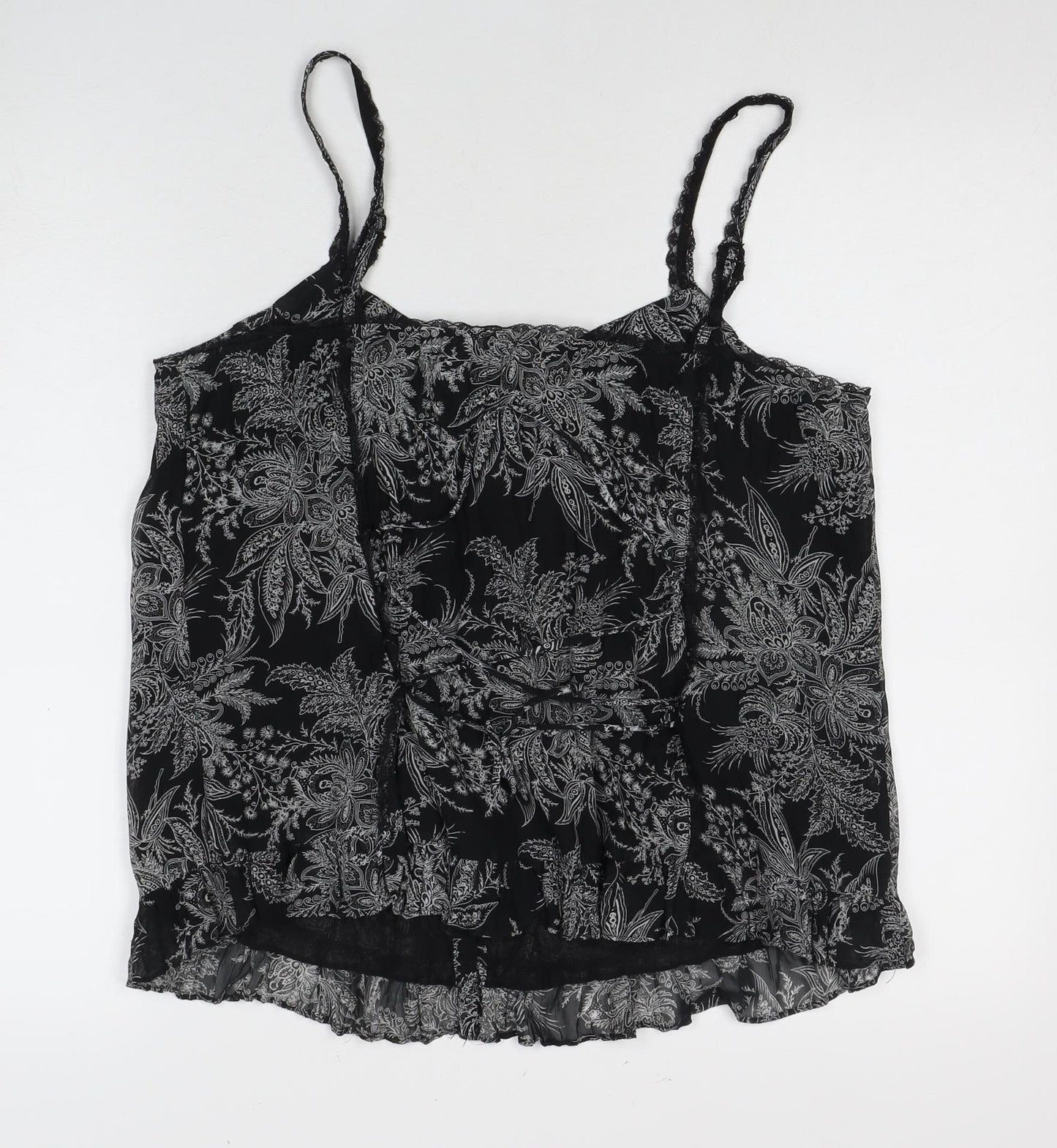 Seam Women's Black Floral Tank Top Size 16