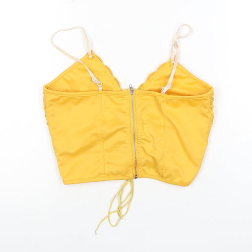 Romwe Women’s Yellow Lace Camisole Crop Top, Size S