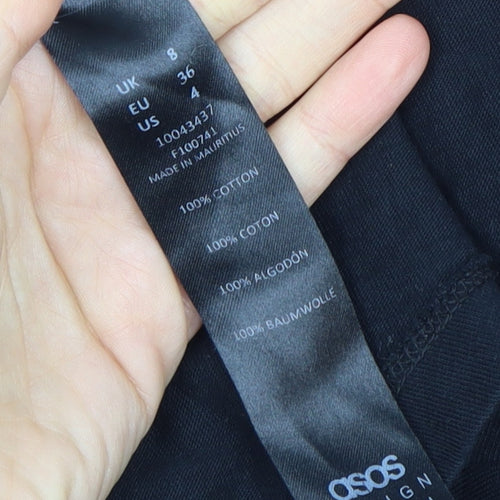 ASOS Women’s Black Shirt Dress Size 8 Cotton Collared