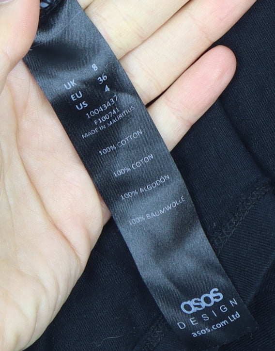 ASOS Women’s Black Shirt Dress Size 8 Cotton Collared