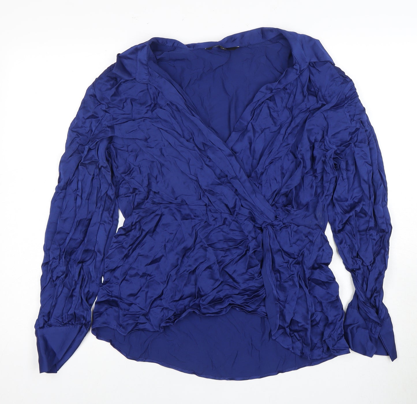 Next Women's Blue Wrap Blouse Size 16 V-Neck