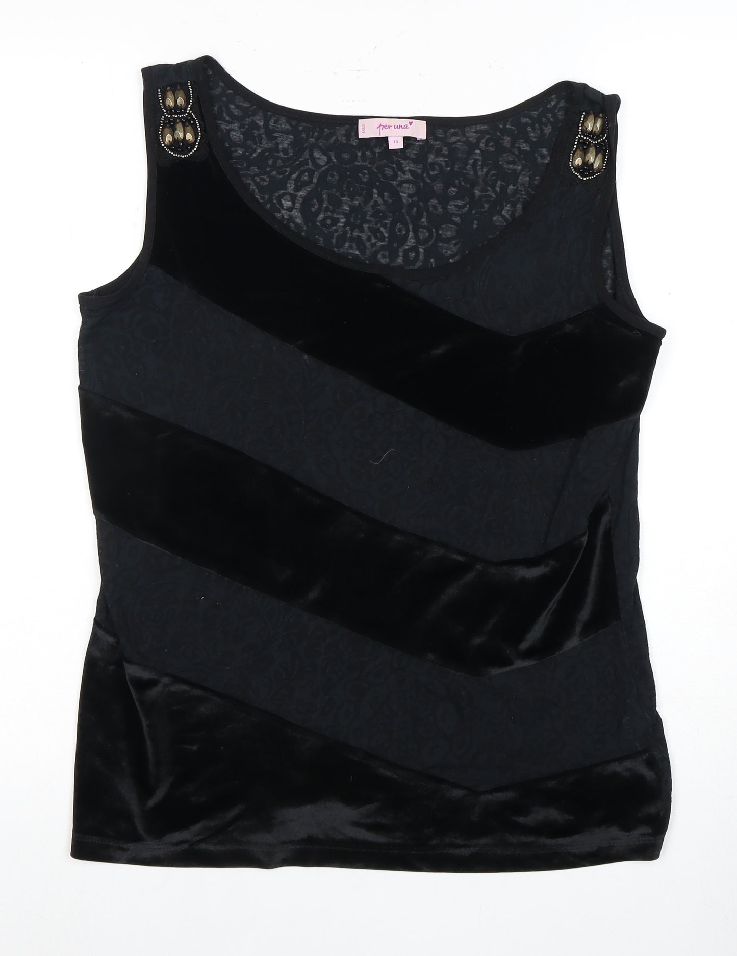 Marks and Spencer Women's Black Tank Top, Size 14