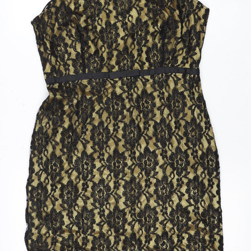 South Black Floral Lace Womens UK 14 Sleeveless Dress