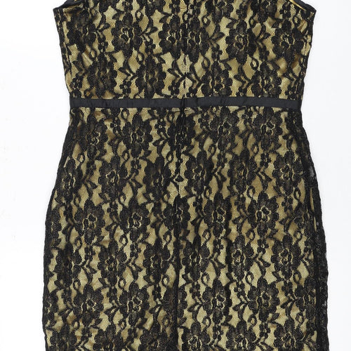 South Black Floral Lace Womens UK 14 Sleeveless Dress