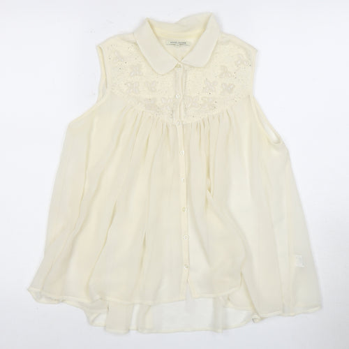 River Island Women's Ivory Embroidered Tunic Blouse Size 12