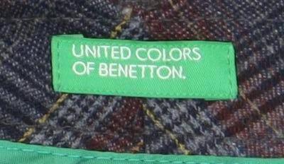 United Colors of Benetton Women's Navy Plaid Wool Blend Trousers Size 8