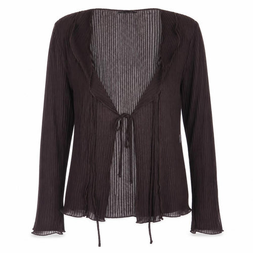Zara Women Black Sheer Woven Long Sleeve Top Size 12