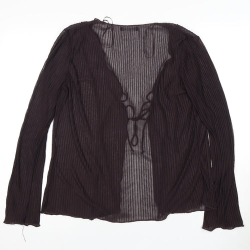 Zara Women Black Sheer Woven Long Sleeve Top Size 12