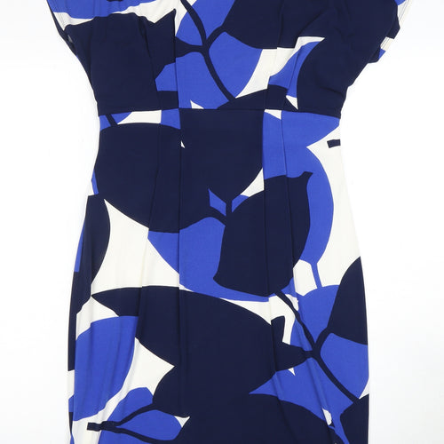 Phase Eight Blue Floral Sheath Dress, Size 12, Women's