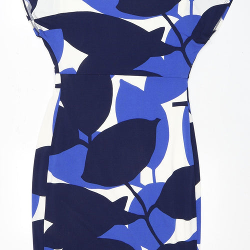 Phase Eight Blue Floral Sheath Dress, Size 12, Women's