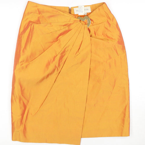 Mila Schön Women's Orange 14 Pencil Skirt