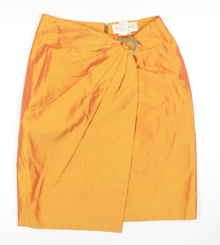 Mila Schön Women's Orange 14 Pencil Skirt