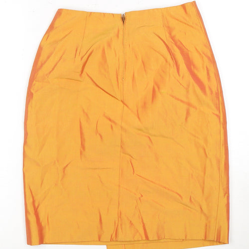 Mila Schön Women's Orange 14 Pencil Skirt