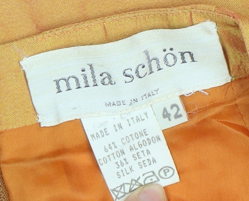 Mila Schön Women's Orange 14 Pencil Skirt