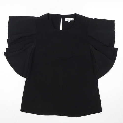 Warehouse Women's Black Flutter Sleeve Top Size 6