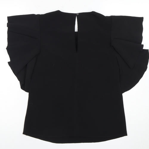 Warehouse Women's Black Flutter Sleeve Top Size 6