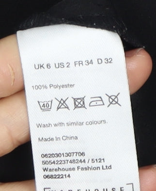 Warehouse Women's Black Flutter Sleeve Top Size 6