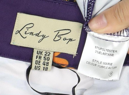 Lindy Bop Women's Purple Pleated Skirt Size 22