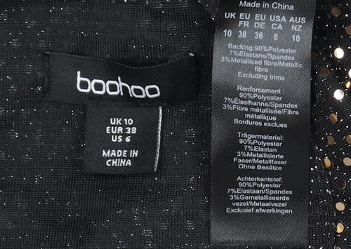 Boohoo Women's Black Bodycon Dress Size 10 Party Sequin