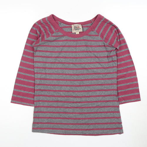 Arabela & Addison Women's Grey Pink Stripe T-Shirt L