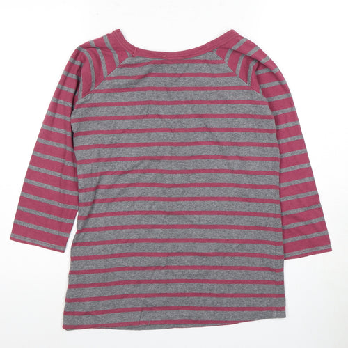 Arabela & Addison Women's Grey Pink Stripe T-Shirt L