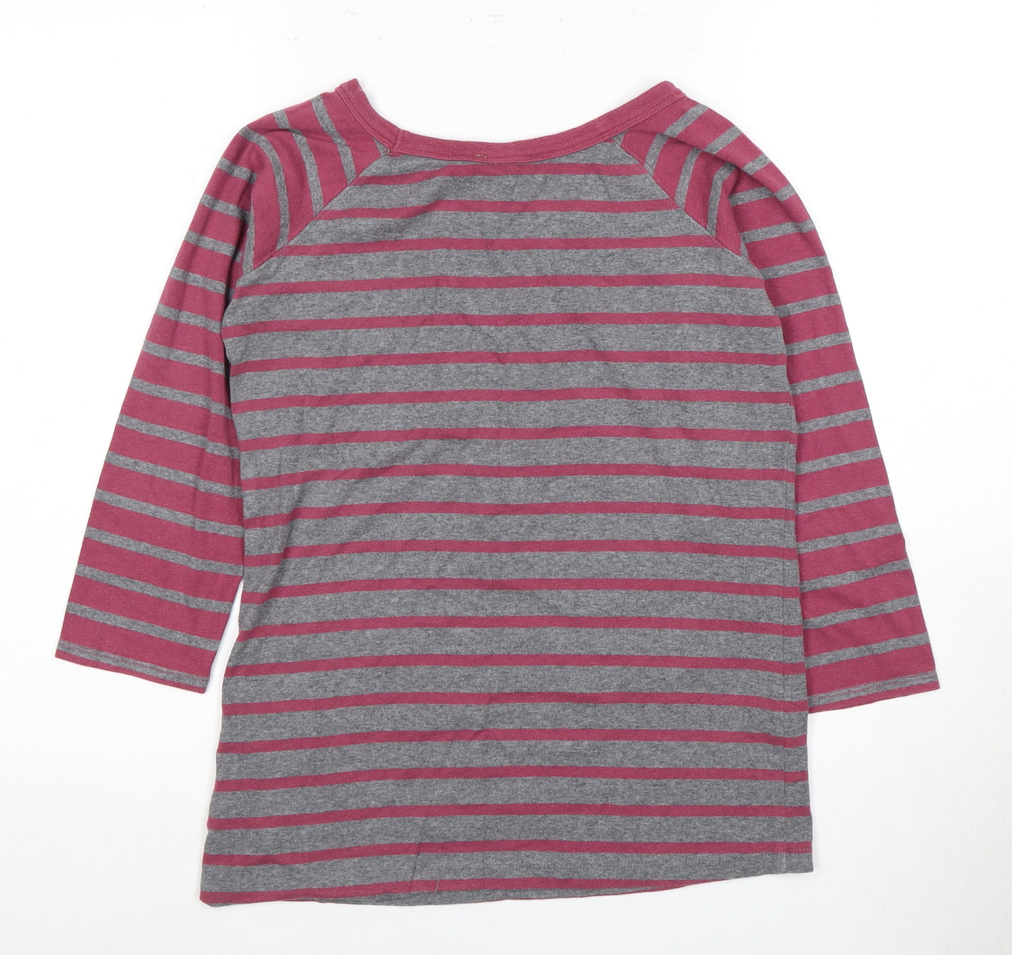 Arabela & Addison Women's Grey Pink Stripe T-Shirt L