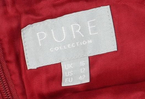 Pure Collection Women's Red Wool Pencil Skirt Size 16