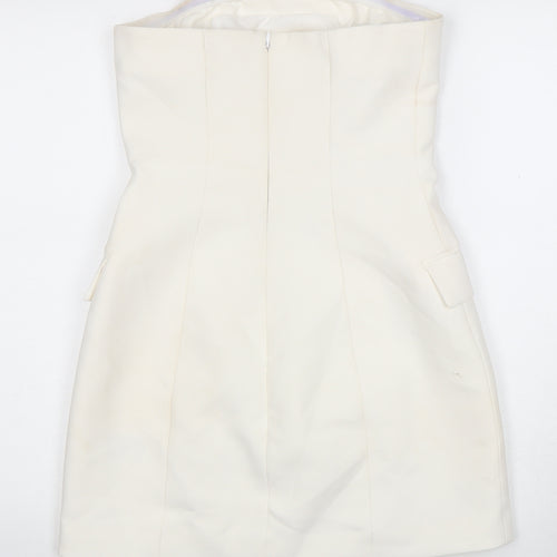H&M Women Ivory Strapless Bodycon Dress Size 8