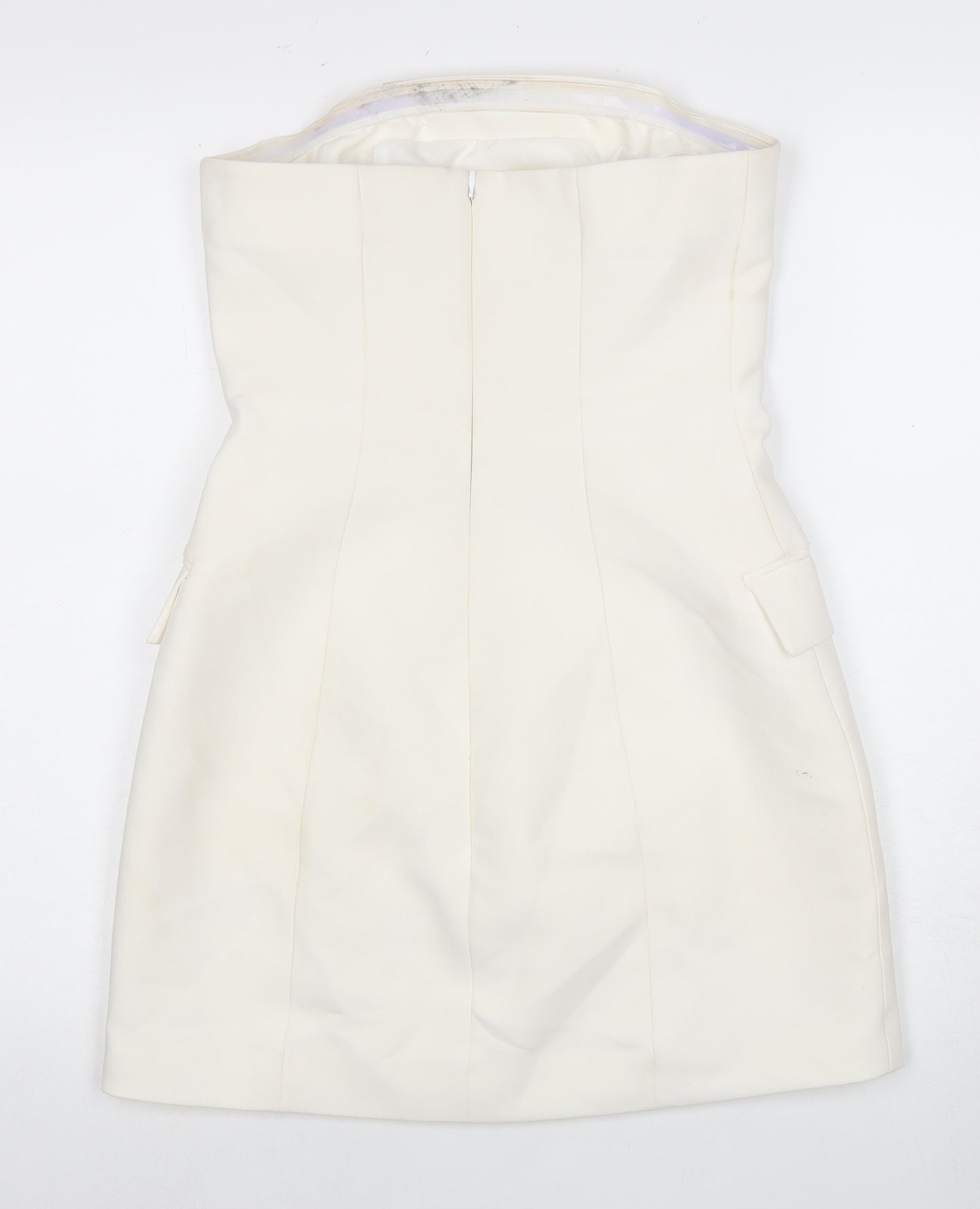 H&M Women Ivory Strapless Bodycon Dress Size 8