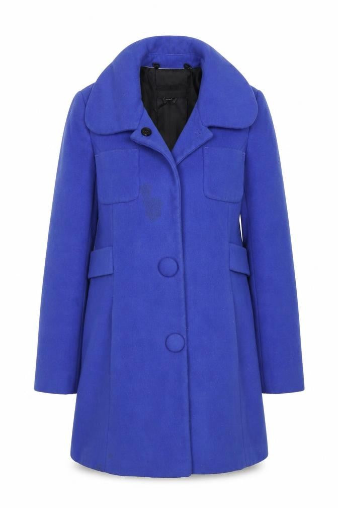 Front view of Marks & Spencer Women's Blue Mid-Length Coat, size 10