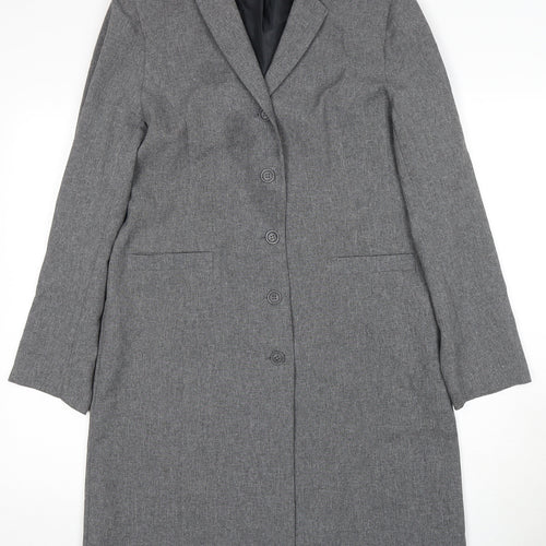 New Look Women's Grey Long Overcoat Size 12