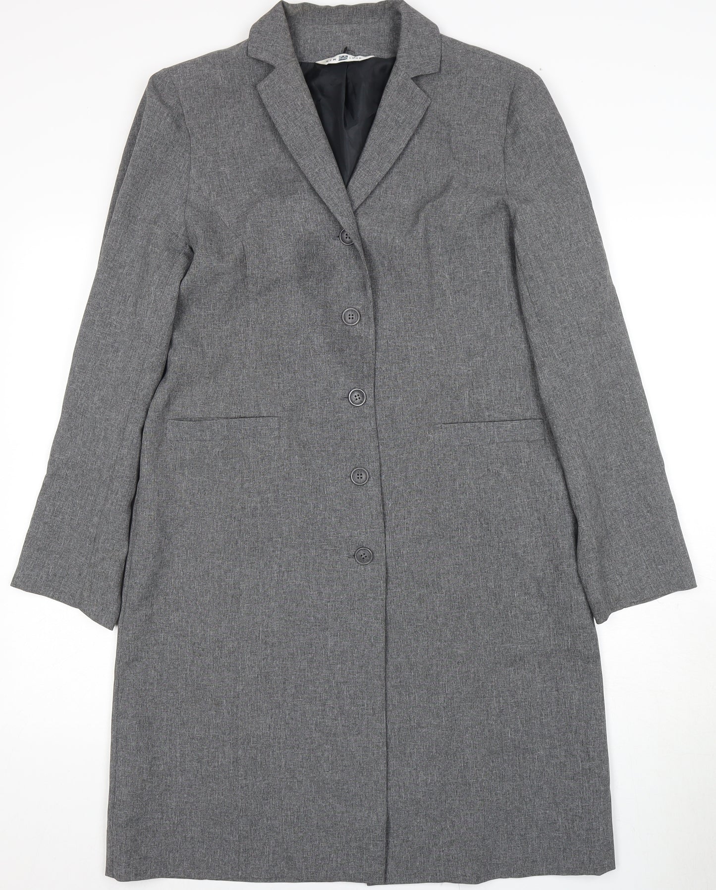 New Look Women's Grey Long Overcoat Size 12