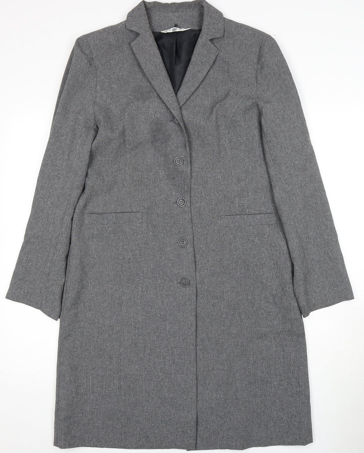New Look Women's Grey Long Overcoat Size 12