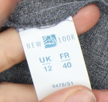 New Look Women's Grey Long Overcoat Size 12