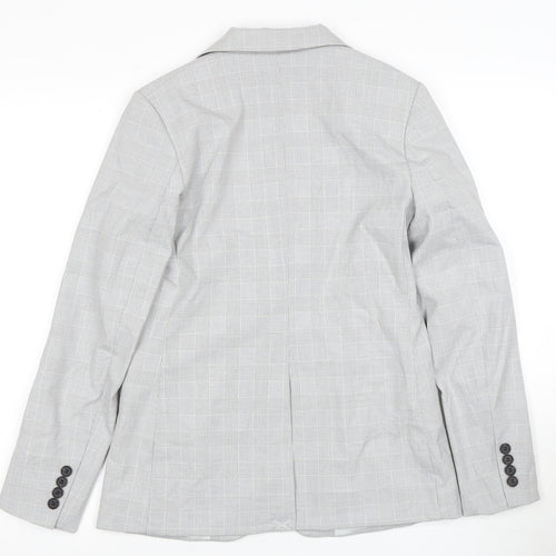 H&M Women's Grey Check Suit Jacket Size 8