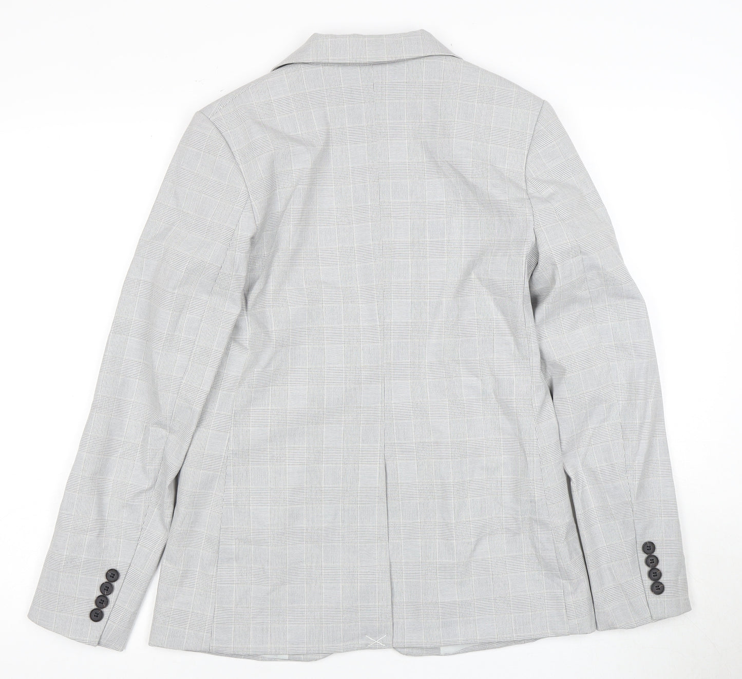 H&M Women's Grey Check Suit Jacket Size 8