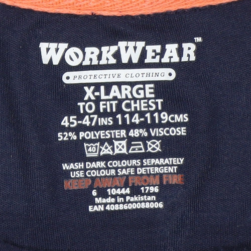WorkWear Men's XL Blue T-Shirt, Short Sleeve, Crew Neck