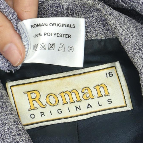 Roman Originals Women's Grey Blazer, Size 16, Regular Fit