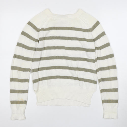 MNG Women's Multicoloured Striped Jumper, M, Bow Accent