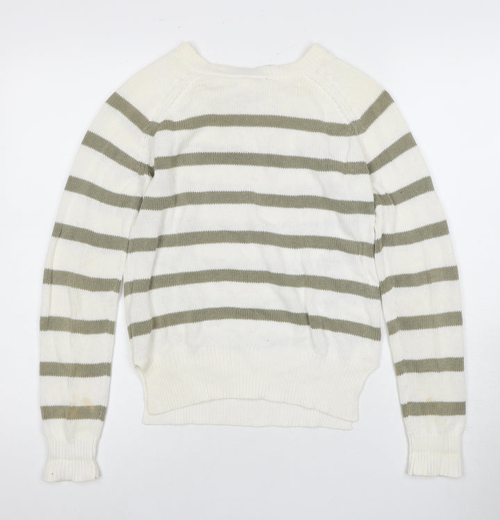 MNG Women's Multicoloured Striped Jumper, M, Bow Accent