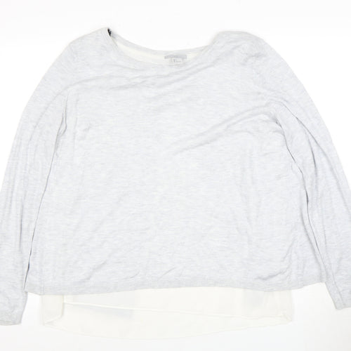 H&M Women's White Long Sleeve Knit Top, Size L