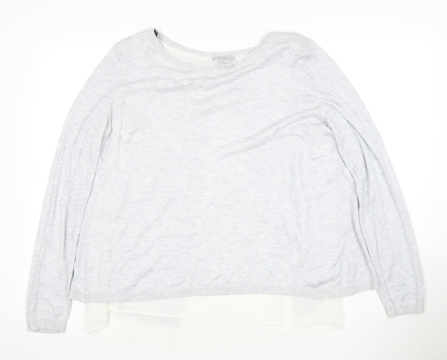 H&M Women's White Long Sleeve Knit Top, Size L
