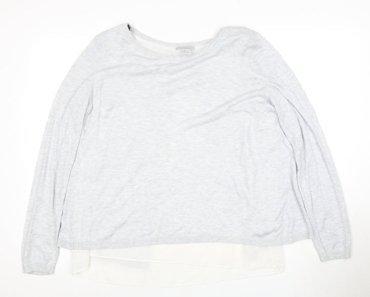 H&M Women's White Long Sleeve Knit Top, Size L