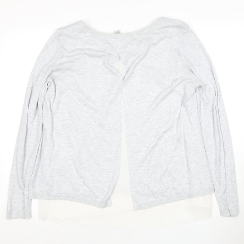 H&M Women's White Long Sleeve Knit Top, Size L